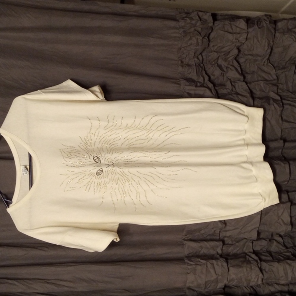 Vintage 80s T-shirt dress. Glitter Cat